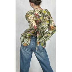 BLUZKA KOPERTOWA- BAWEŁNA Z JEDWABIEM