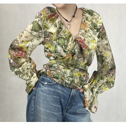 BLUZKA KOPERTOWA- BAWEŁNA Z JEDWABIEM