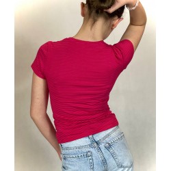 BLUZKA STRIPE WIBES- CZERWIEŃ I RÓŻ